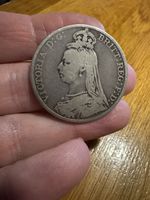 Antique Queen Victoria 1889 Jubilee Head Silver 925 Crown Coin Rare Collectable