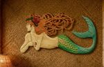 Vintage Art Nouveau Metal Mermaid Wall Art Decor 33 Inches