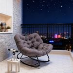 Bird Nest Rocking Chair Metal Frame Egg Chair Leisure Sofa w/Removable Cushion