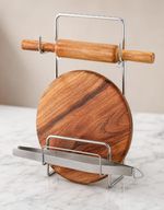 Rolling Pin & Board With Stand Chapati Roti Maker Set Of 4 item Gift