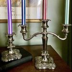 Vtg English Silver Plated Candelabra & Candlesctick Set Antique Victorian Gothic
