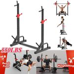 Adjustable Barbell Rack Squat Stand Pair Weight Lifting Bench Press Home Gym UK