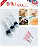 3x 5ml Syringes with Pink 13mm Blunt  Dispensing Tips For Glue, Ink, Crafts