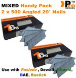 Mixed 16g ANGLED 20� Nails - 2 x 500 nail pack for Dewalt , Paslode , Hitachi 07