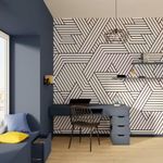 Black White Wallpaper Mural Feature Wall Geometric Stripe Paste the Wall Texture