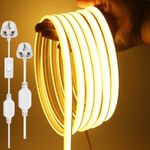 COB Neon LED Strip Lights High Density 220V Main UK Plug Flexible Rope Tape Lamp