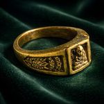 Bronze Ring / Men's Ring with Figure Buddha India Vintage - Size 64