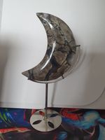 Volcanic Agate Moon with Stand Crystal Carving Healing Gemstone Home Decor UK