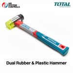 Total Tools - 40mm, Dual Rubber and Plastic Hammer, Mallet, Fiberglass Handle
