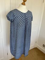 Maternity Tunic Dress Top Size 12 14 JoJo Maman Bébé Blue White Polka Dot Blouse