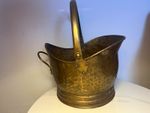 Hammered Brass Metal Fireplace Coal/Log Bucket Scuttle with Carry Handle