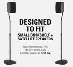 SANUS HTBS Speaker Stands 28"–38" Adjustable Satellite & Bookshelf Black Metal.