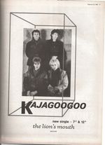 KAJAGOOGOO Lion's Mouth 1984 UK magazine ADVERT / Poster 11x8 inches
