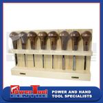 NAREX 868700 Professional 8 Piece Palm Wood Carving Tools Set in Wooden Rack