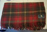 Vintage Highland Tweeds Green, red, yellow and Grey tartan wool blanket, tassels