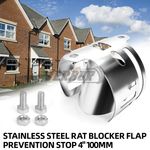Stainless Rat Blocker Flap Prevention Stop 4" 100mm Drain / Sewer Valve Barrier