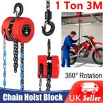Chain Hoist Block and Tackle 1 Ton Capacity Winch Engine Lift Puller Fall 3M UK
