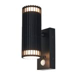 Litecraft Veda Wall Light Outdoor Ribbed Up & Down With Motion Sensor - Black   