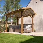 Wooden Gazebo Kit with Overhang Ruby Treated Featheredge Apex Roof Design