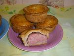 Home made pork pies x 6 (with jelly)  Excellent quality -Wilson's family bakery