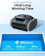 Robot Swimming Pool Cleaner Cordless App Control Rechargeable Battery 6400mAh
