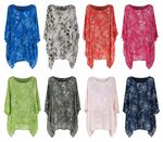 Ladies Italian Lagenlook Floral Cotton Tunic Top Batwing Plus Size Pocket Summer