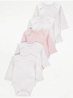 New 5 Pack Baby Girl Bodysuits Age 3-6 Months long Sleeves 100% Cotton