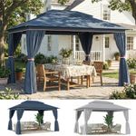 3 x 4 m Garden Gazebo with Netting and Curtains, UPF50+ Patio Gazebo