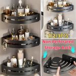 1/3PC Shower Caddy Bathroom Suction Shelf Storage Shampoo Soap Holder No Drill✅