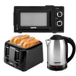 1.8L Electric Jug Kettle 4 Slice Bread Toaster & Microwave Oven Kitchen Set