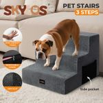 Skylos Dog Steps Pet Stairs Ramp 3 Step for High Bed Sofa Memory Foam Washable