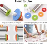 Stainless Steel Rolling Pin with Adjustable Thickness Rings Baking Tool UK