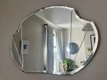 Large Art Deco Original 1930s Vintage Frameless Mirror 62x48cm Free Postage UK