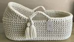 Hooded Crochet Moses Basket - Made To Order - Mattress & Stand Included