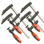4 X HEAVY DUTY 150MM X 50MM F CLAMPS - SOFT GRIP HANDLE QUICK SLIDE NON MARKING