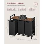 3 Bags Pull-Out Removable Sorter Laundry Hamper Clothes Basket Organizer Bags