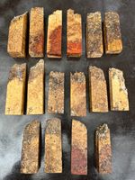LIVE EDGE AMBOYNA BURL tool / knife handle / resin casting 138-195mm STABILISED