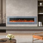 60" Free Standing Electric Fireplace LED Wall Inset Fire Crystal & Logs Heater