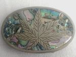 VTG Belt Buckle Mexican Abalone Inlay Silver Marijuana Leaf 420 Weed Cannabis