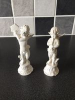 x2 Cherubs Playing Instruments White Porcelain 5” VGC
