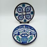 2x Vintage Tunisian Hand-Painted Decorative Plates - 18cm Diameter
