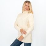 M&S Womens Ivory Cable Knit Roll Neck Jumper Roll Neck Soft Ribbed Size Small XS