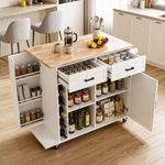 Kitchen Island with Side Storage Rack Mobile Kitchen Trolley Cart w/ Cabinet UK