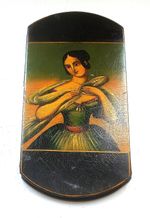 ANTIQUE GEORGIAN CIGAR CASE PAPIER MACHE HAND PAINTED c.1820