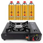 4x Butane Gas + Portable Camping Outdoor Cooker Stove Single Burner Cooking