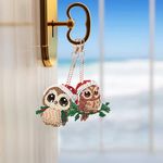 5pcs 5D DIY Assorted Christmas Owl Diamond Art Keyrings by Numbers Kit UK COMP