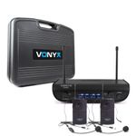 Vonyx WM82B Wireless Headset Microphone System - 2 Channel UHF Set