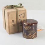 Japanese Tea Caddy Container utensils, Wajima-nuri, Makie artist, Tokushi Tarumo