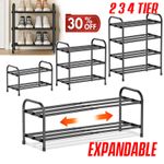 2/3/4 Tier Expandable Shoe Rack Adjustable Shoe Organizer Shelf for Closet Metal