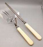 Vintage Stainless Carving Fork & Steel Cream Handles - H M & Co Army Issue Arrow